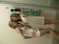 Rilee and Sara receive in nature's garb in the dressing room