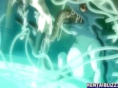 Caught anime drilled by tentacles